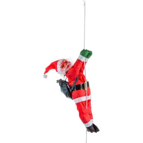 Babbo Natale arrampicatore con corda H.60cm - Feeric lights & christmas