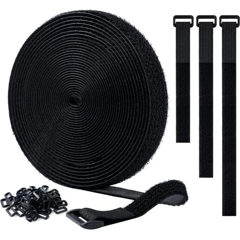 Attache Câble Réglables, 10mx20mm Cable Bande Auto-Adhésives Réutilisables + 50 Boucles, Sangle Réutilisable Câble Management Facile à Couper Organisateur de Fil Multi-usages pour Bureau, Maison (1/4)
