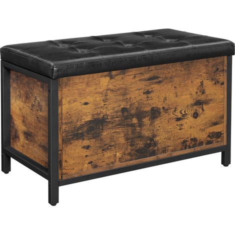 Pouf Valora BOX LSC80BX marron rustique avec rangement pour salon (1/5)