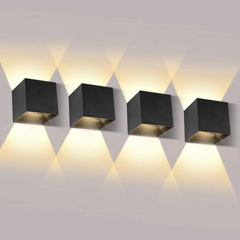 12-W-Wandleuchten, 4 Stück 3000K LED-Wandleuchten für den Innen- und Außenbereich, verstellbare Außenwandleuchte, IP65 wasserdichte Innenwandleuchte für Schlafzimmer, Wohnzimmer, Flur und mehr