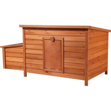 Wiltec Poulailler avec Nichoir – 1360 x 740 x 700 mm – en Bois – Toit bitumé – avec Bac à crottes amovible – Maison pour petits animaux, poules, volaille Clapier