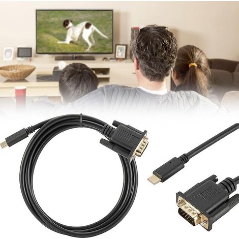 Câble adaptateur convertisseur USB-C vers VGA 1080p de 1,8 m, portable (1/4)