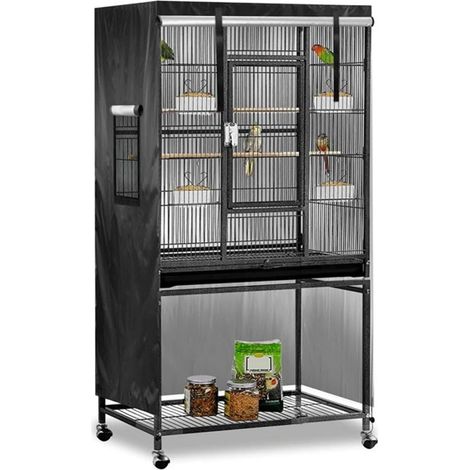 Housse Pour Cage À Oiseaux - Tissu Oxford Imperméable Et Anti-Lumière - Dimensions 97 X 60 X 130 Cm - Noir - 1 Pièce (1/5)
