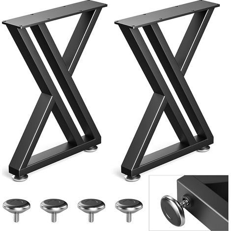 Set mit 2 schwarzen Tischbeinen aus Metall – Robust – Für Couchtisch, Esstisch, Schreibtisch – 40 x 30 cm – Y-förmig (1/5)