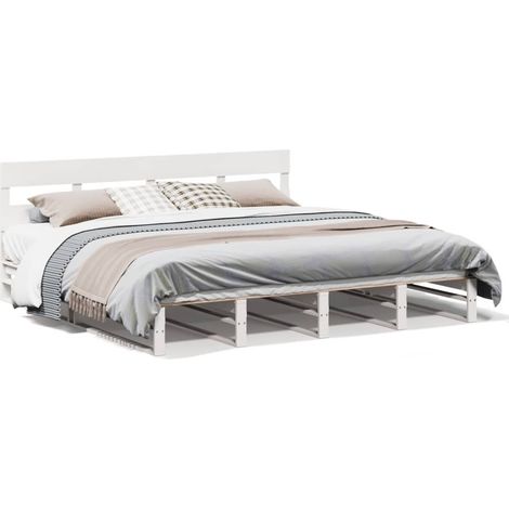 Maison Exclusive - Massivholzbett ohne Matratze Weiß 180x200 cm K (1/5)