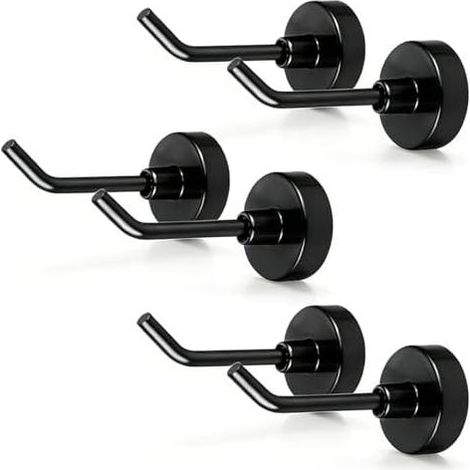 Leistungsstarker Magnethaken, 6 Stück 7 cm Magnethaken, Magnete für Boot, Kreuzfahrtschiff, Garage, Küche und Kühlschrank (Schwarz) - (1/5)