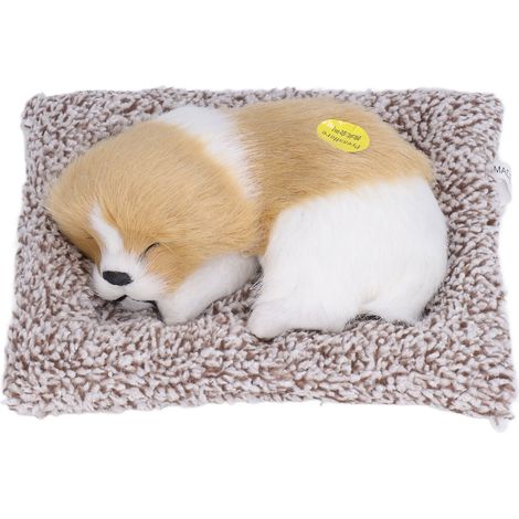 Chiot Blanc Endormi Realiste - Jouet Enfant Décor Cadeau Fille Garçon