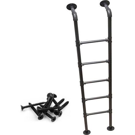 Échelle de grenier en fer forgé noir 3 m/9,8 pieds échelle superposée robuste pour loft à la maison, échelle de sortie de puits de fenêtre de sous-sol pour dortoir, bibliothèque, terrasse, camping-car (1/5)
