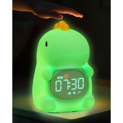 Kinder-Wecker aus Silikon mit Licht, Tag-/Nachtmodus, 6 weißen Tönen und 7-farbigem Nachtlicht fürs Schlafzimmer (1/5)