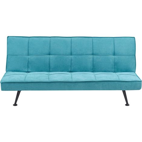 Sofa Bed 3 Seater HASLE Fabric Sea Blue