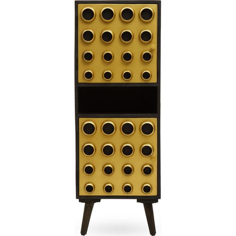 Interiors by Premier Storage Cabinets, Black Mango Wood with Warm Metallic Finish, Two Door Storage & Modern Shelving Space (1/5)