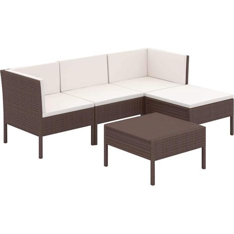 Maison Exclusive - 5-tlg. Garten-Lounge-Set mit Auflagen Poly Rat (1/5)