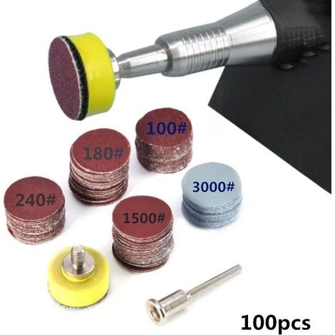 VURAHOME - Schleifscheiben, Körnung 100 bis 3000, für Dremel-Rotationswerkzeuge, Schleifpapierzubehör, 1 Zoll, 25 mm, 100 Stück (1/4)