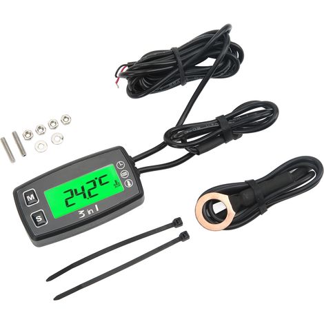 Horloge numérique 3 en 1, voltmètre, thermomètre, étanche IP67, pour moto et quad (1/5)
