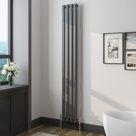 Oval Column Radiator 1600x236mm Anthracite Vertical Radiator Single Modern Central Heating Radiators