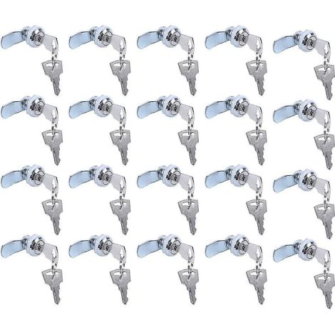 Lot de 20 verrous à came pratiques pour casiers, armoires, boîtes aux lettres, tiroirs, placards + clés (1/4)