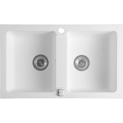 Sapho Fregaderos - Fregadero de granito, 78x48 cm, blanco GR2221