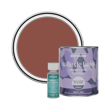 Peinture pour Carrelage de Salle de Bain, Finition Brillante - Rouge Brique 750ml (1/3)