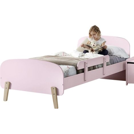 Lit Enfant & Barrière de Sécurité "Kiddy" 90x200cm Rose (1/4)