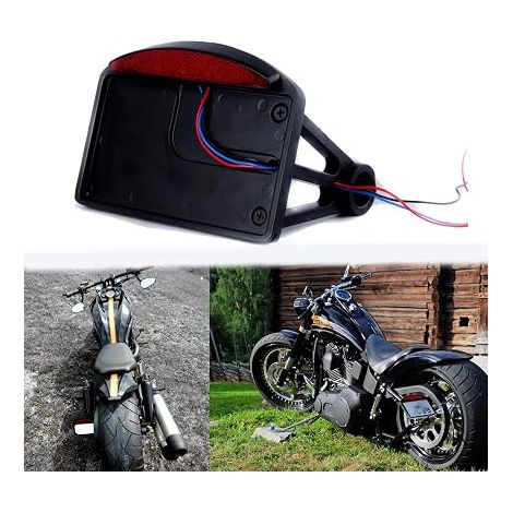 Motorcycle Tail Light Brake Light 12V Signal Lights License Plate Lights with Bracket for Bobber Chopper Sportster Dyna Softai - Black (1/5)