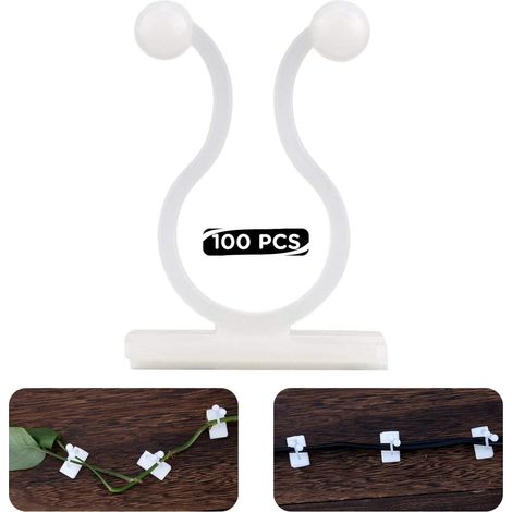 Clip Plante Auto-Adhésif - 3 5 x 2 5 x 1 4 cm - Pour Fil de Support Plantes Grimpantes - Blanc - Lot de 100 Pièces (1/5)