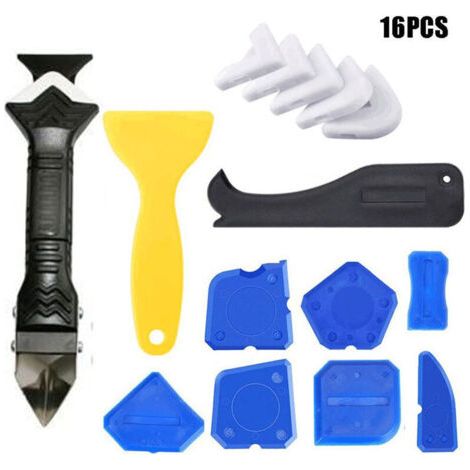 Kit d'outils pour jointoiement de mastic silicone, 16 pièces, pour carrelage de salle de bain et de cuisine. (1/5)