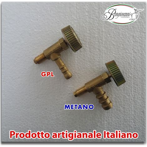 Rubinetto ottone gas metano o gpl per bruciatore fornellone barbecue universale : GPL