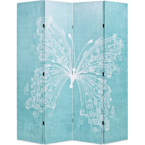 Raumteiler klappbar 160 x 170 cm Schmetterling Blau