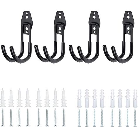 Ganchos de almacenamiento para garaje, soportes de pared de hierro de alta resistencia, ganchos dobles, soporte para electrodomésticos, juego de 4 soportes de pared para herramientas eléctricas, escal (1/5)