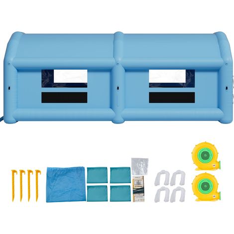 Mophorn Cabina di Verniciatura Spray Gonfiabile 12 x 5 x 4 m, Tenda per Verniciatura con Ventilatori da 950W e 1100W, Design a Tetto Triangolare con Finestre per Parti Metalliche e Automobili (1/5)
