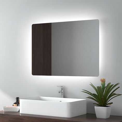 EMKE Espejo de baño LED Espejo con retroiluminación LED  70x50cm luz blanca fría