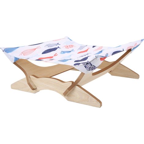 Hamac pour chat, lit suspendu avec cadre en bois durable et démontable, idéal pour chatons et chiots (1/5)