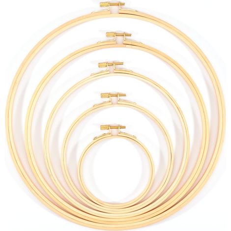 Tambours à Broder en Bois de Bambou, Jeu de 5 Pièces, Cercles pour Attrape-Rêves, Cadre de Point de Croix, Anneaux pour Macramé, Crochet, Décoration Bohémien (1/4)