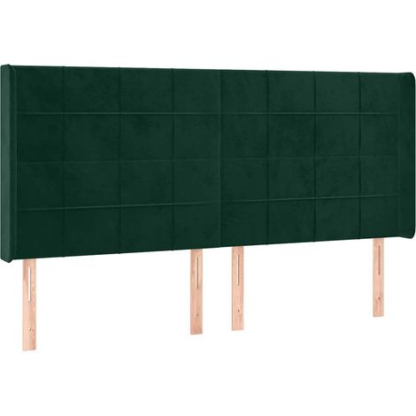 Testiera Testata del letto ad Orecchio Verde Scuro 163x16x118/128 cm in Velluto (1/5)