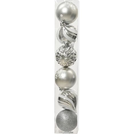 PALLINE NATALIZIE GRANDI ARGENTO 15CM INFRANGIBILI KAEMINGK SET 6 PEZZI