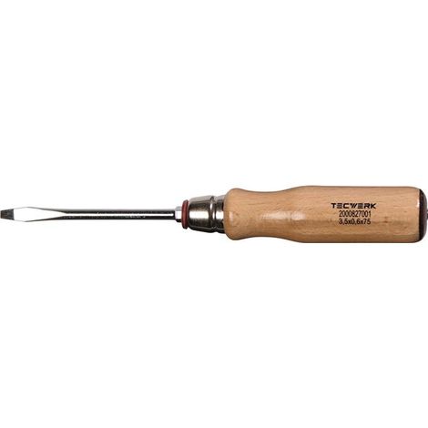 Tournevis Coupe-B.5,5mm Lame-L.100mm Manche bois Rondelle-6KT.-Ans.TECWERK (1/3)