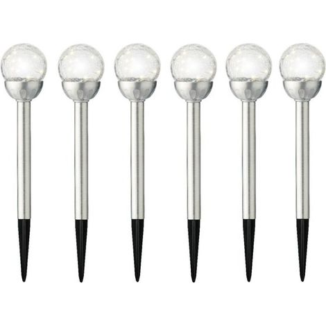 Lot de 6 ampoules LED solaires Lumineo à piquer - 30 cm - acier inoxydable - spot à piquer - éclairage de jardin - lampes de jardin - lampes solaires alimentées par l'énergie solaire (1/5)