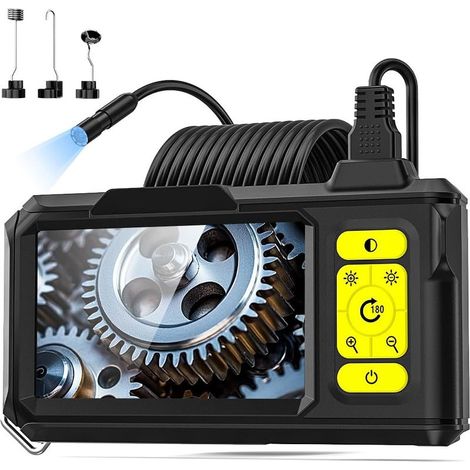 Endoscope HD 1080P avec 8 LEDs, Caméra d'Inspection 4,3" IP67 étanche, Câble Semi-Rigide 5m - Idéal pour Mécanique Auto/Plomberie (1/5)
