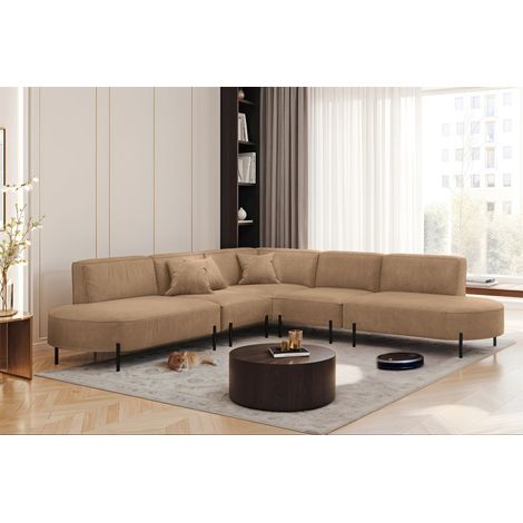 Ecksofa Designersofa VALENCIA Stoff Noel Braun Universal (1/2)