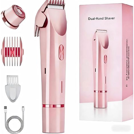Kelya Rasoir Électrique 2-en-1 Doux Femme, Sans Irritation ni Coupure, Étanche IPX7, Pour Visage, Corps & Zones Sensibles, Anti-Poils Incarnés (Rose)