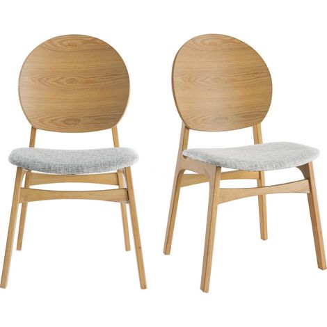 Set di 2 sedie scandinave in legno chiaro e tessuto grigio ELTON
