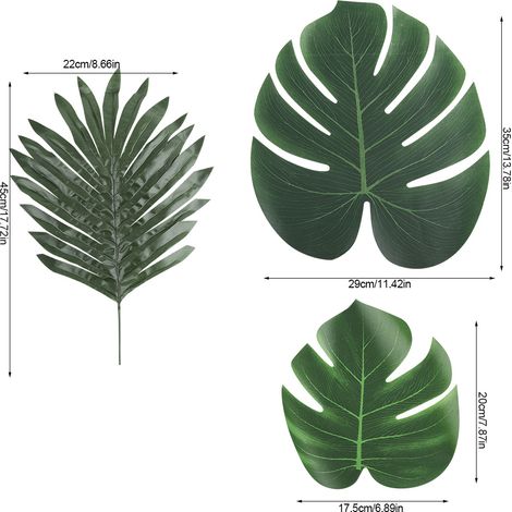 36 feuilles vertes tropicales hawaïennes pour décoration murale et de table lors de fêtes d'été (1/5)