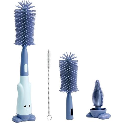 Goupillon - Brosse pour biberon - Nettoyeur de biberon - Accessoires pour l'alimentation au biberon - Accessoires pour bébé Bleu (1/5)