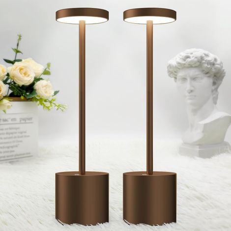 2 PCS Lampe de chevet tactile, LED rechargeable 5000mAh, 3 températures de couleur, pour bureau et extérieur