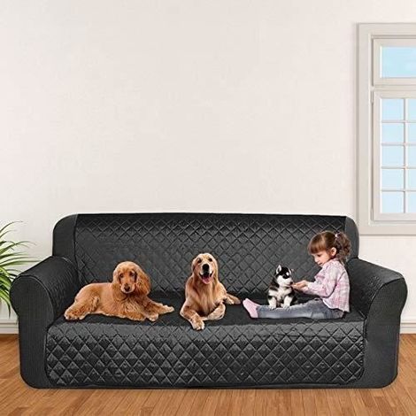 Sofabezug – Markenqualität – 3-Sitzer – Wasserdicht – Rutschfest – Schwarz – 190 x 167 cm (1/3)
