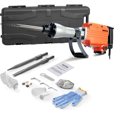 Marteau de Démolition 2200 W Marteau-Piqueur 66 J 1350 BPM Marteau Perforateur avec 2 Burins Remplaçables Poignée Rotative 360° Anti-Vibration Brise-Béton pour Burinage Construction Plomberie (1/5)