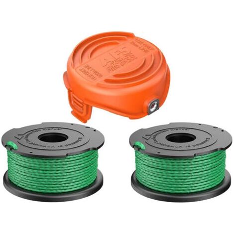 A6486 bobinas de repuesto para la línea de Black & Decker, compatibles con el modelo de cortador de hilo 90583594 2 bobinas de repuesto + 1 tapa cortadora de hilo (1/4)