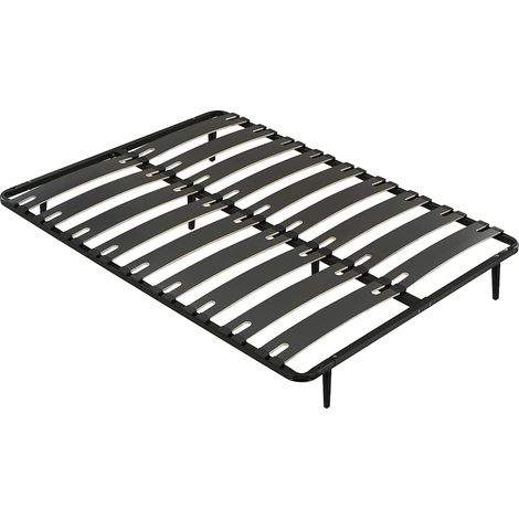 Rete telaio a doghe da montare 160 x 200 cm 2 x 9 doghe Antiscivolo Con piedi Nero - MONTIANO di YSMÉE (1/5)