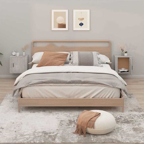 Tables de chevet murales 2 pcs-Lot de 2 Table de nuit flottante Gris béton 50x30x47 cm 913527 (1/5)