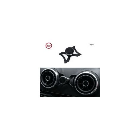 Support magnétique pour téléphone de voiture – Alliage d'aluminium noir – Rotation à 360° – Se fixe facilement sur la grille d'aération du climatiseur –Compatible avec Audi A3 S3 RS3 8V